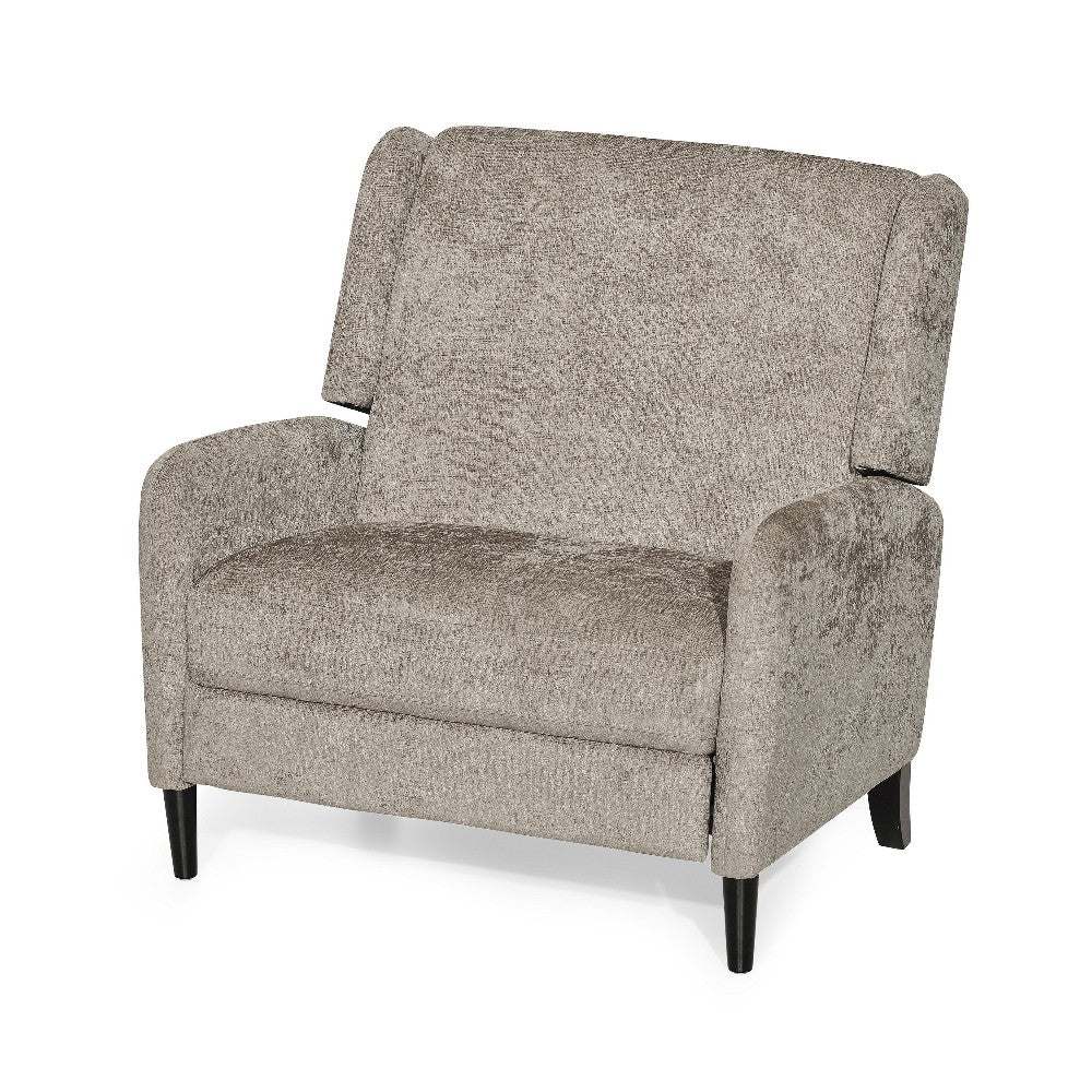 Howie Pushback Manual Recliner Chair, Dark Brown Wood, Textured Beige -BM321759