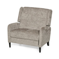 Howie Pushback Manual Recliner Chair, Dark Brown Wood, Textured Beige -BM321759