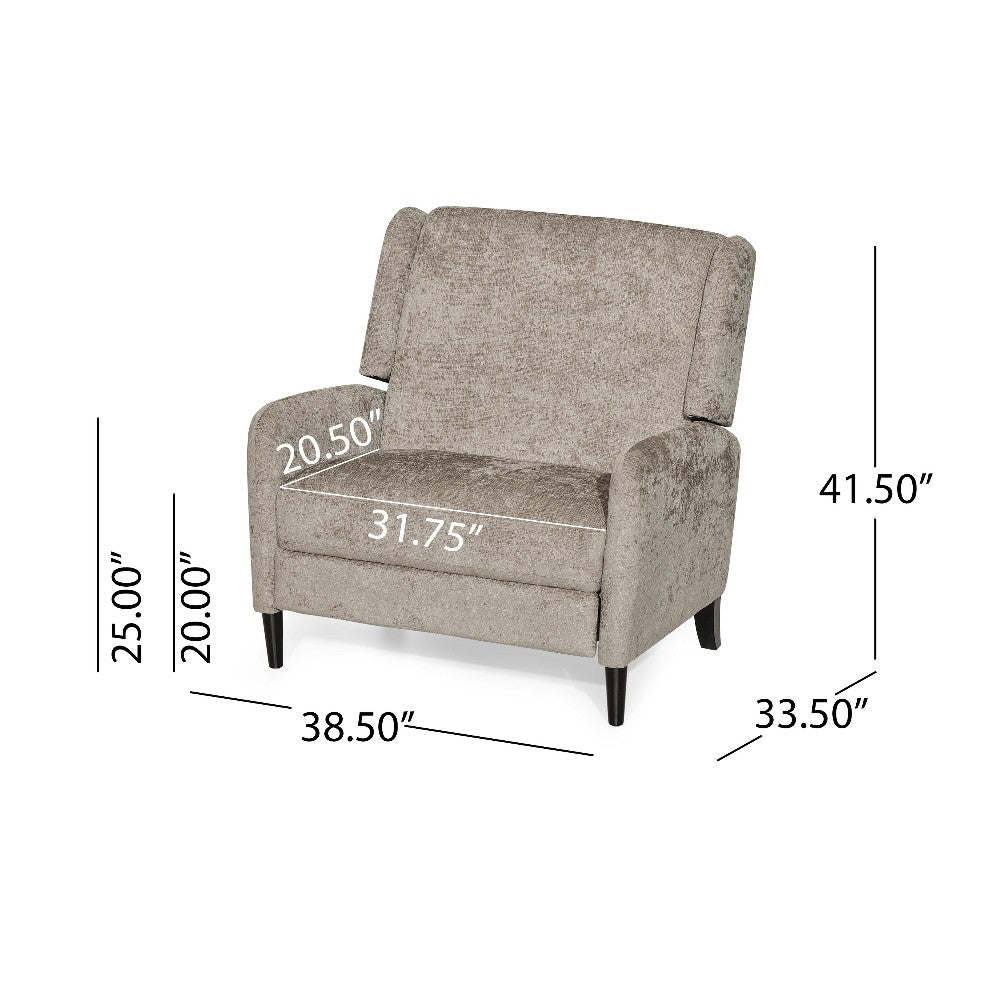 Howie Pushback Manual Recliner Chair, Dark Brown Wood, Textured Beige -BM321759