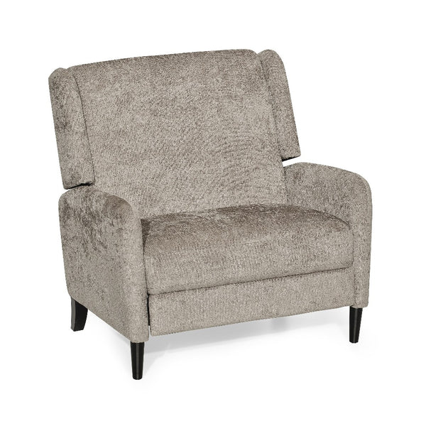 Howie Pushback Manual Recliner Chair, Dark Brown Wood, Textured Beige -BM321759