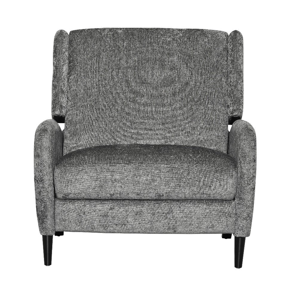 Howie Pushback Manual Recliner Chair, Dark Brown Wood, Textured Gray -BM321760