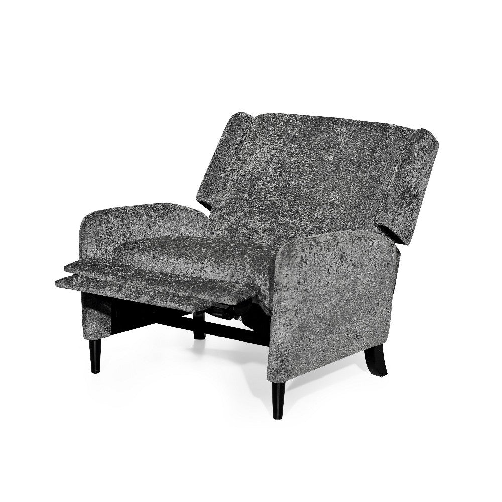 Howie Pushback Manual Recliner Chair, Dark Brown Wood, Textured Gray -BM321760