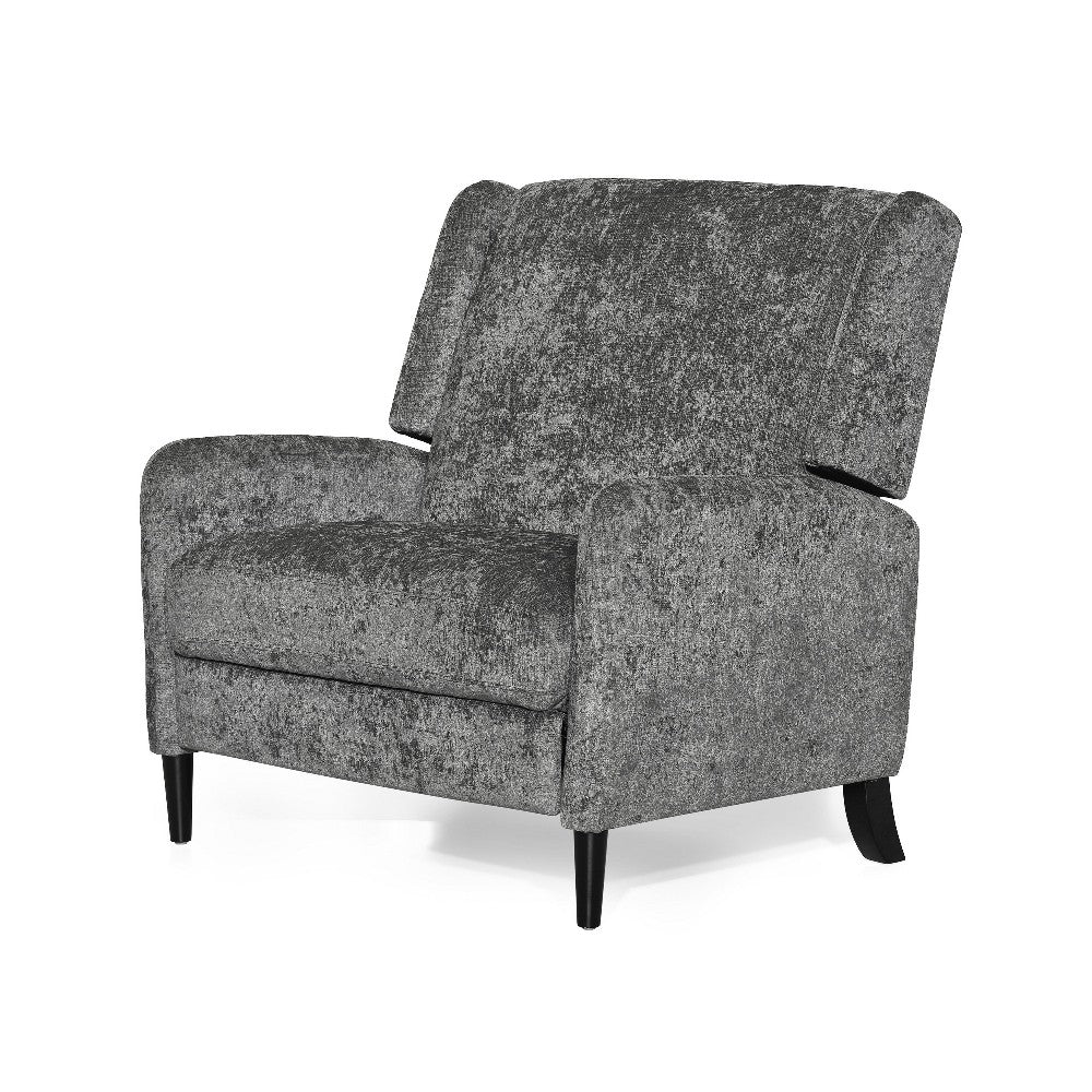 Howie Pushback Manual Recliner Chair, Dark Brown Wood, Textured Gray -BM321760