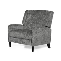 Howie Pushback Manual Recliner Chair, Dark Brown Wood, Textured Gray -BM321760