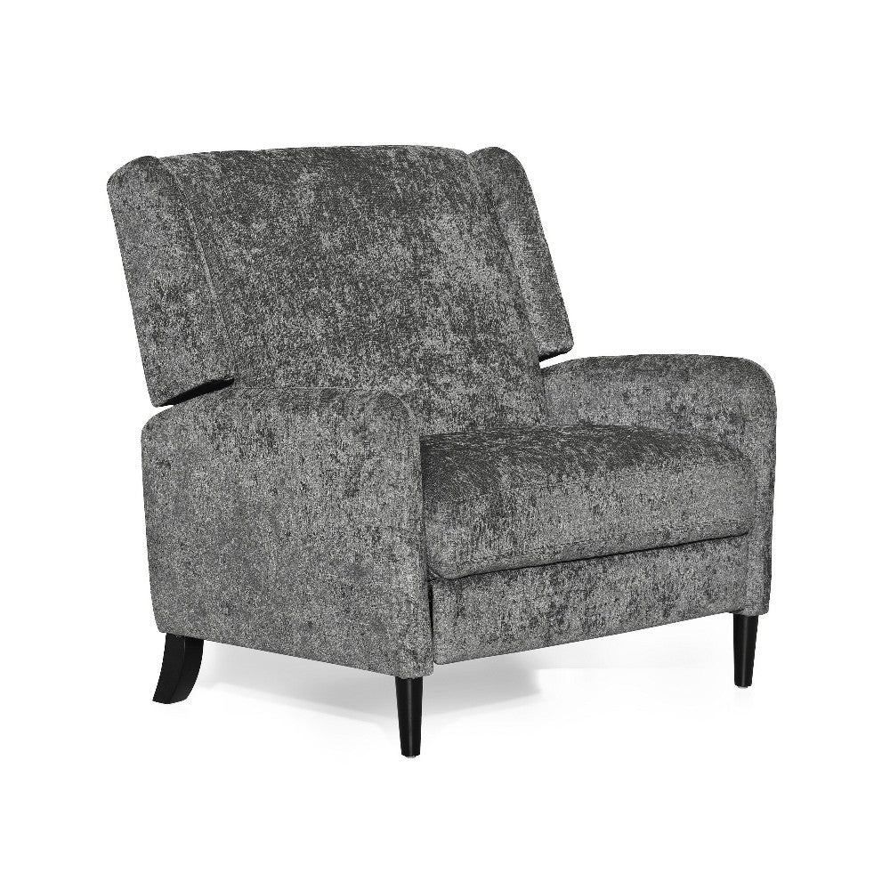 Howie Pushback Manual Recliner Chair, Dark Brown Wood, Textured Gray -BM321760