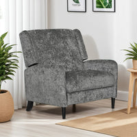 Howie Pushback Manual Recliner Chair, Dark Brown Wood, Textured Gray -BM321760