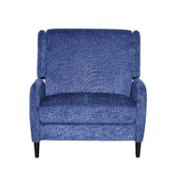 Howie Pushback Manual Recliner Chair, Dark Brown Wood, Textured Navy Blue -BM321761