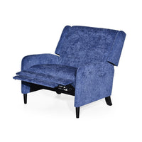 Howie Pushback Manual Recliner Chair, Dark Brown Wood, Textured Navy Blue -BM321761