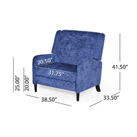 Howie Pushback Manual Recliner Chair, Dark Brown Wood, Textured Navy Blue -BM321761
