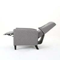 Pushback Recliner Chair, Tufted Back, Birch Wood, Gray Fabric -BM321762