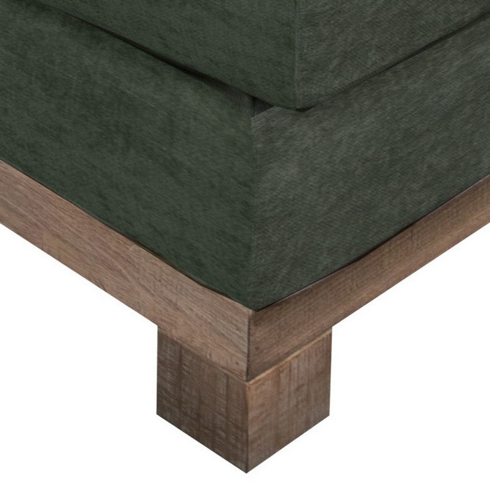 Sama Modular Armless Chair, Back Pillow, Solid Wood, Dark Olive Green -BM323286