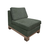 Sama Modular Armless Chair, Back Pillow, Solid Wood, Dark Olive Green