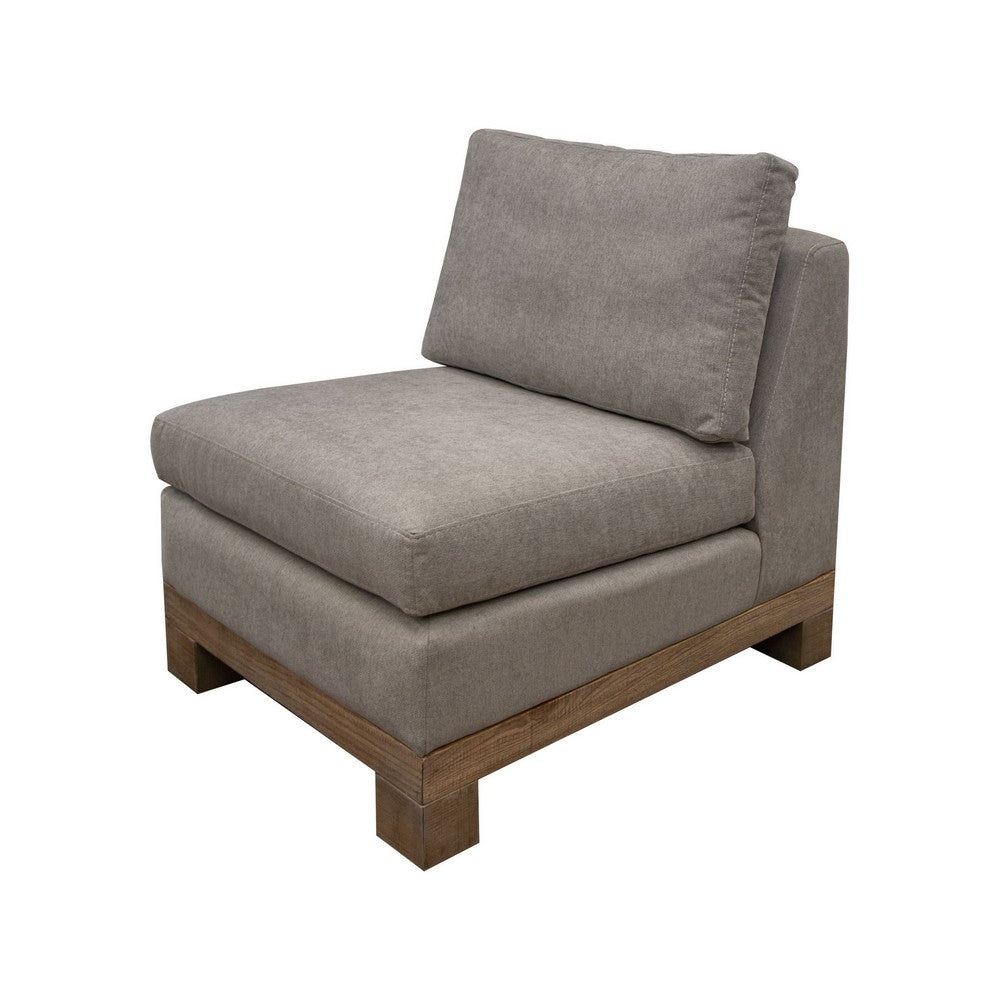 Sama Modular Armless Chair, Accent Throw Pillow, Solid Wood, Almond Gray -BM323287