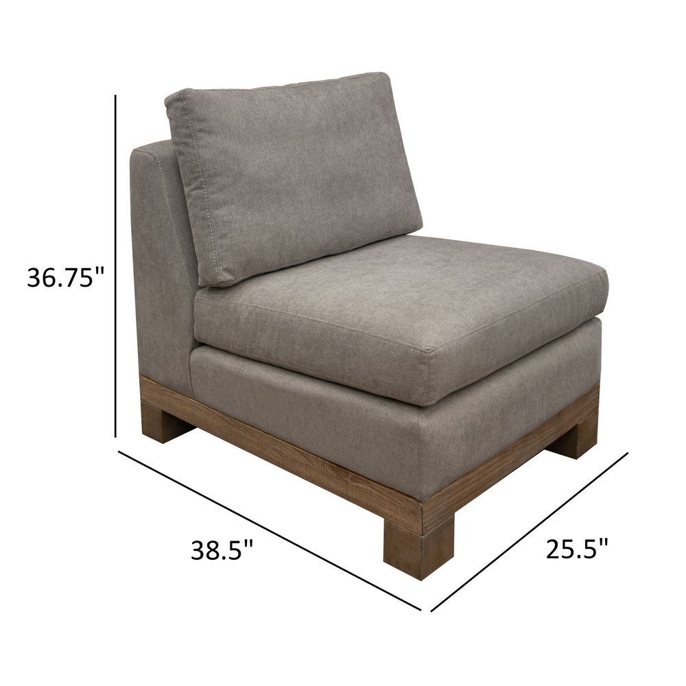 Sama Modular Armless Chair, Accent Throw Pillow, Solid Wood, Almond Gray -BM323287