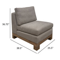 Sama Modular Armless Chair, Accent Throw Pillow, Solid Wood, Almond Gray -BM323287