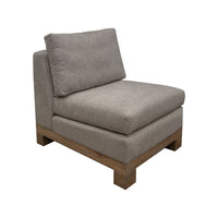 Sama Modular Armless Chair, Accent Throw Pillow, Solid Wood, Almond Gray