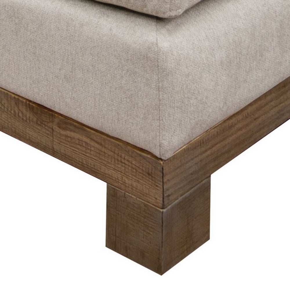 Sama Modular Armless Chair, Accent Throw Pillow, Solid Wood, Light Beige -BM323288