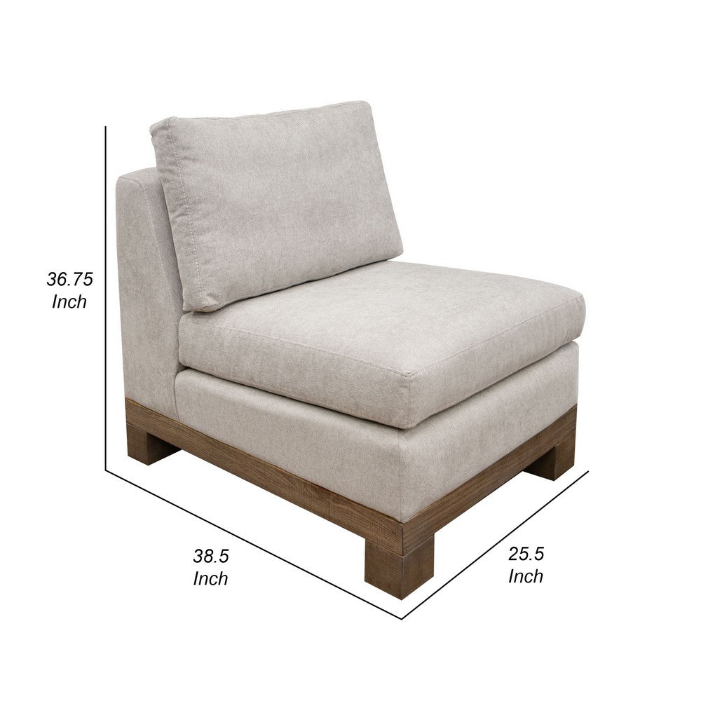 Sama Modular Armless Chair, Accent Throw Pillow, Solid Wood, Light Beige -BM323288