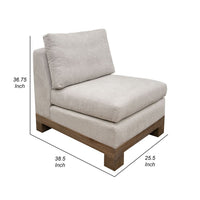 Sama Modular Armless Chair, Accent Throw Pillow, Solid Wood, Light Beige -BM323288