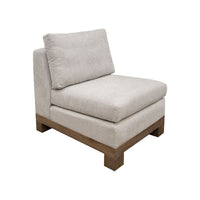 Sama Modular Armless Chair, Accent Throw Pillow, Solid Wood, Light Beige