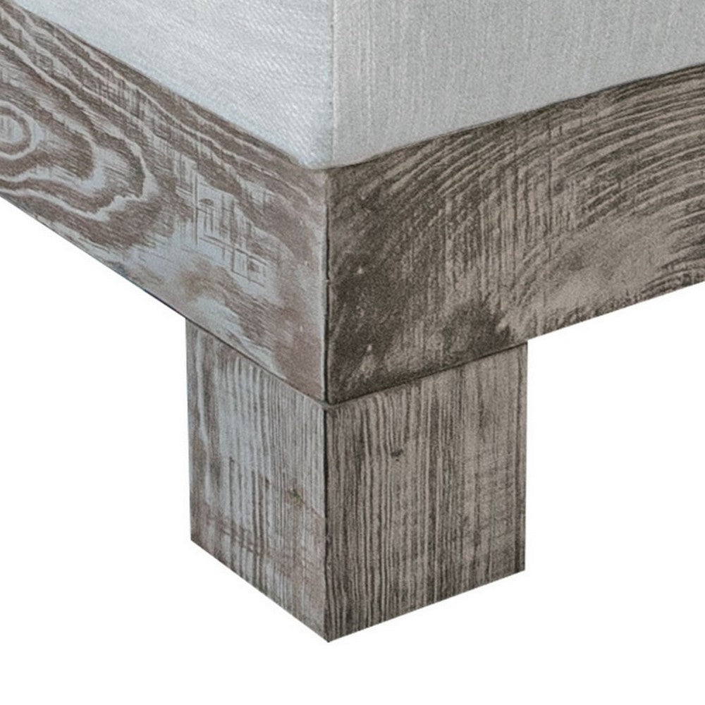Sama Ottoman, 28 Inch, Compact, Pine Wood, 28 Inch, White Polyester -BM323304