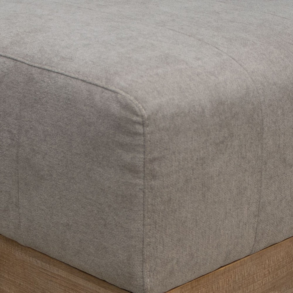 Sama Ottoman, 28 Inch, Pine Wood, 28 Inch, Almond Gray Polyester -BM323305