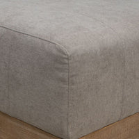 Sama Ottoman, 28 Inch, Pine Wood, 28 Inch, Almond Gray Polyester -BM323305