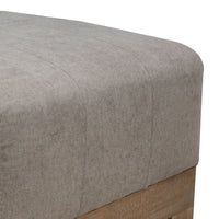 Sama Ottoman, 28 Inch, Pine Wood, 28 Inch, Almond Gray Polyester -BM323305