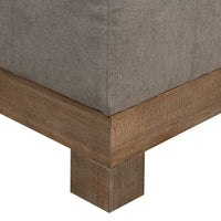 Sama Ottoman, 28 Inch, Pine Wood, 28 Inch, Almond Gray Polyester -BM323305