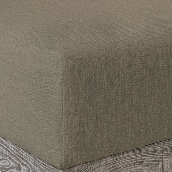 Sama Ottoman, 28 Inch, Compact, Pine Wood, 28 Inch, Brown Polyester -BM323306