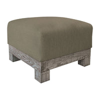 Sama Ottoman, 28 Inch, Compact, Pine Wood, 28 Inch, Brown Polyester