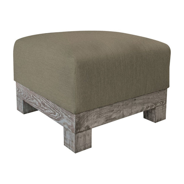 Sama Ottoman, 28 Inch, Compact, Pine Wood, 28 Inch, Brown Polyester