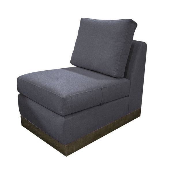 Jeni Modular Armless Chair, 2 Accent Pillows, Solid Wood, Gray Polyester -BM323314