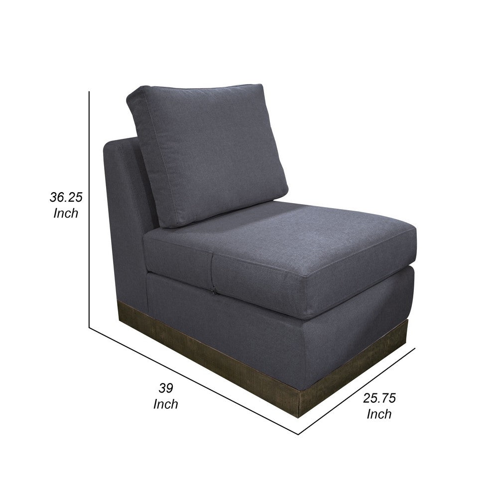 Jeni Modular Armless Chair, 2 Accent Pillows, Solid Wood, Gray Polyester -BM323314