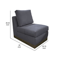 Jeni Modular Armless Chair, 2 Accent Pillows, Solid Wood, Gray Polyester -BM323314