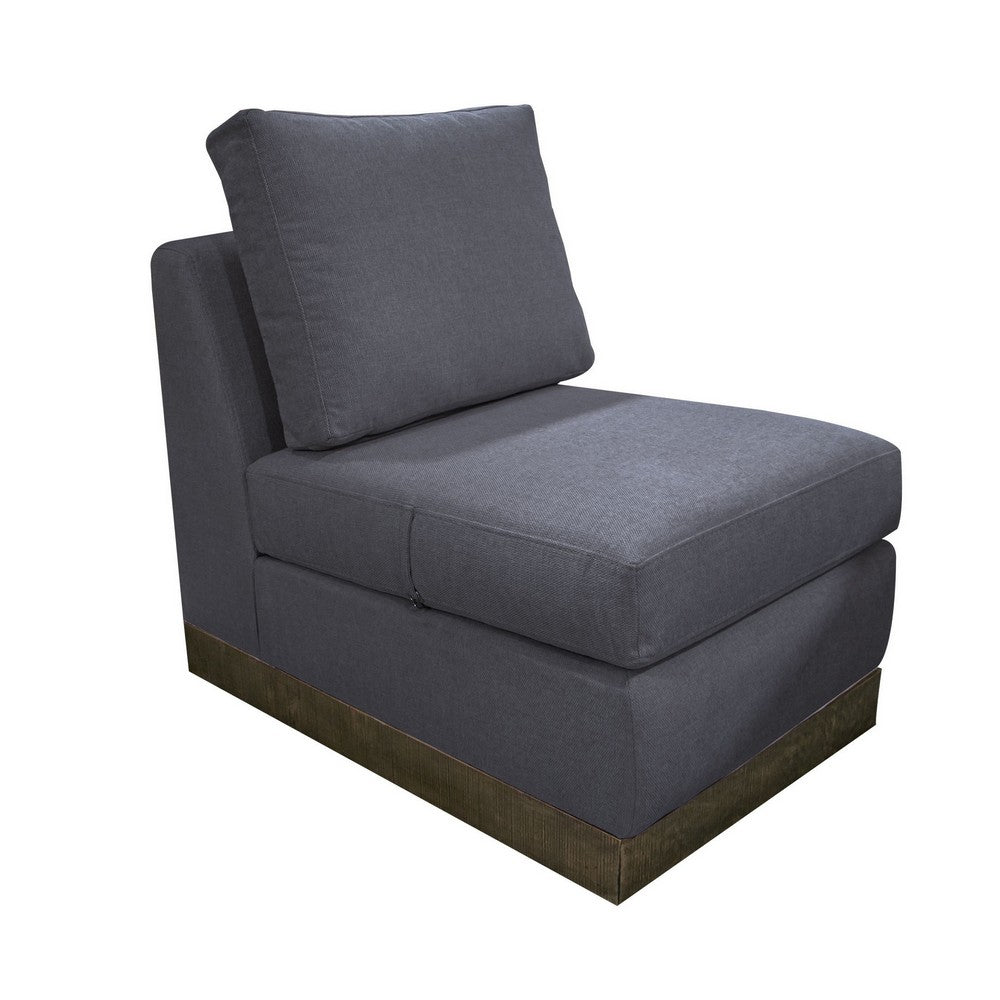 Jeni Modular Armless Chair, 2 Accent Pillows, Solid Wood, Gray Polyester