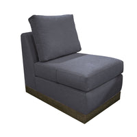 Jeni Modular Armless Chair, 2 Accent Pillows, Solid Wood, Gray Polyester