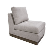 Jeni Modular Armless Chair, 2 Pillows, Solid Wood, Almond Gray Polyester