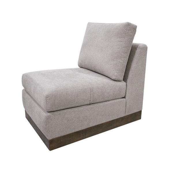 Jeni Modular Armless Chair, 2 Pillows, Solid Wood, Almond Gray Polyester -BM323315