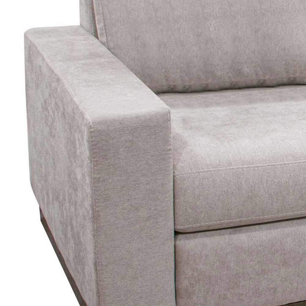 Jeni Modular Armless Chair, 2 Pillows, Solid Wood, Almond Gray Polyester -BM323315