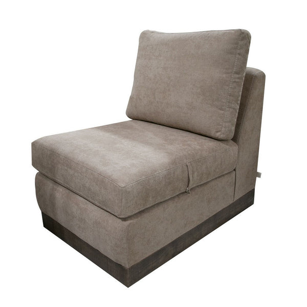 Jeni Modular Armless Chair, 2 Pillows, Solid Wood, Light Brown Polyester -BM323316