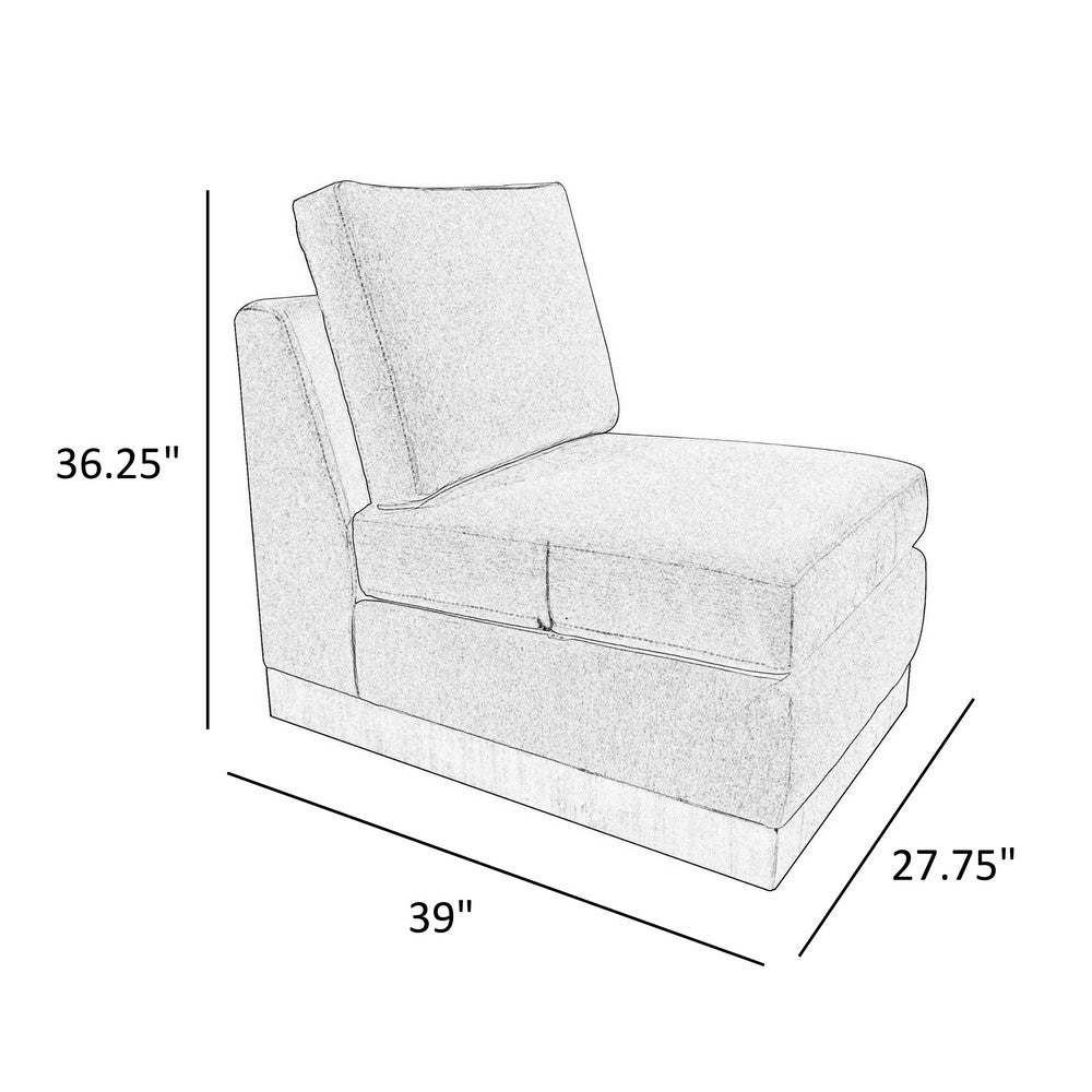 Jeni Modular Armless Chair, 2 Pillows, Solid Wood, Light Brown Polyester -BM323316
