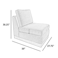 Jeni Modular Armless Chair, 2 Pillows, Solid Wood, Light Brown Polyester -BM323316