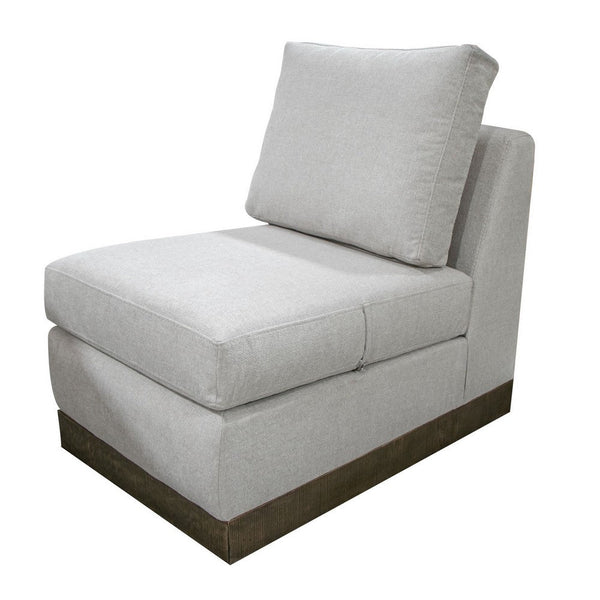Jeni Modular Armless Chair, 2 Accent Pillows, Solid Wood, Beige Polyester -BM323317