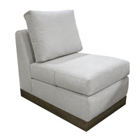 Jeni Modular Armless Chair, 2 Accent Pillows, Solid Wood, Beige Polyester