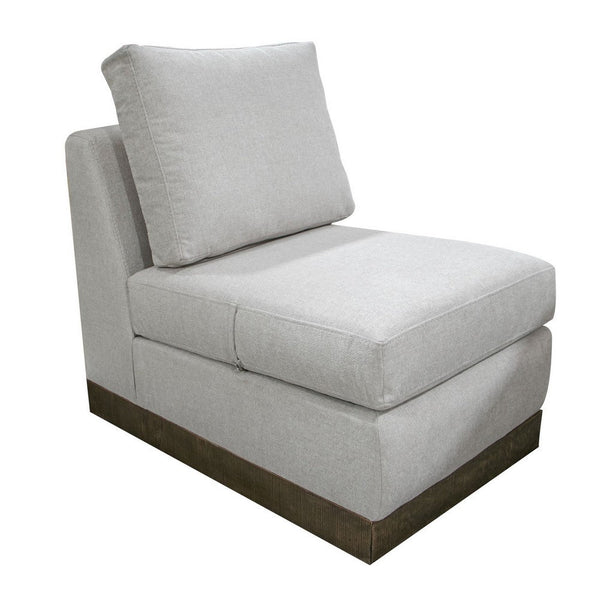 Jeni Modular Armless Chair, 2 Accent Pillows, Solid Wood, Beige Polyester