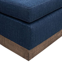 Jeni Modular Armless Chair, 2 Pillows, Solid Wood, Dark Blue Polyester -BM323318