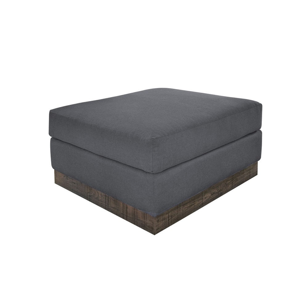 Jeni Ottoman, Modern 39 Inch, Corner Blocks, Solid Wood, Gray Polyester -BM323329