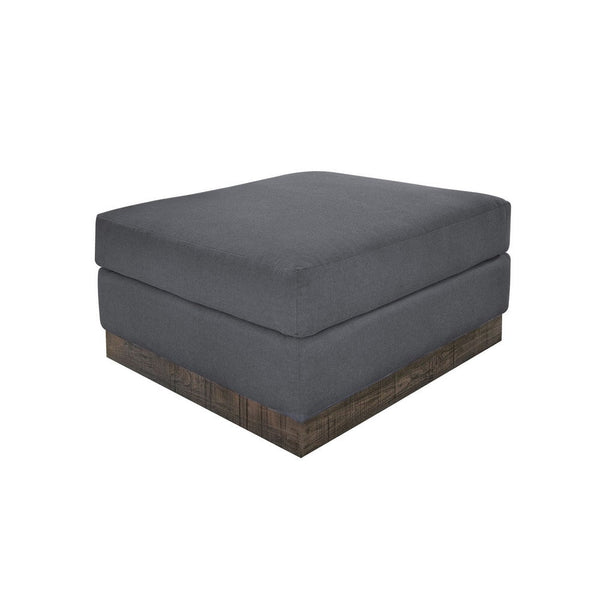 Jeni Ottoman, Modern 39 Inch, Corner Blocks, Solid Wood, Gray Polyester -BM323329