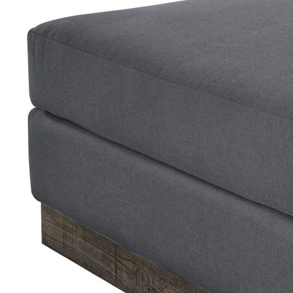 Jeni Ottoman, Modern 39 Inch, Corner Blocks, Solid Wood, Gray Polyester -BM323329